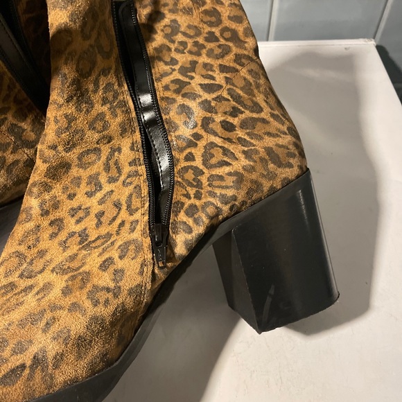 Asos Design Animal, Print Leather Square Toe High Heel Zip up Booties 14 - Picture 5 of 7